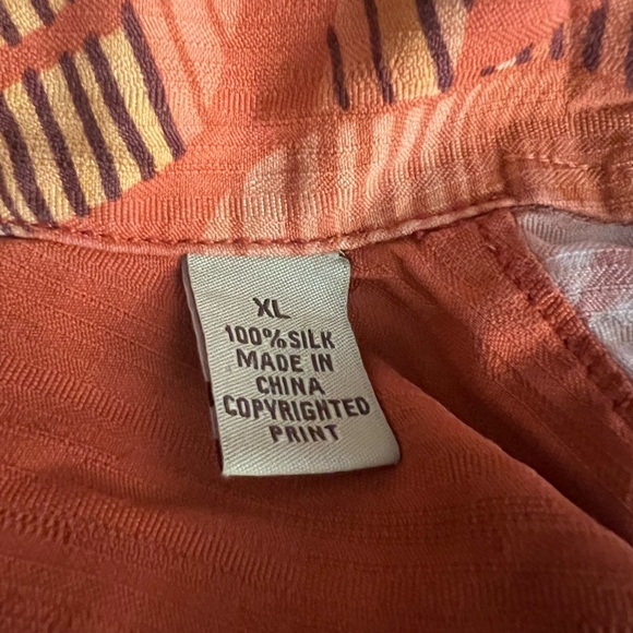 Tommy Bahama Silk Orange Hawaiian Palm Leave Button Down Shirt - Picture 6 of 6